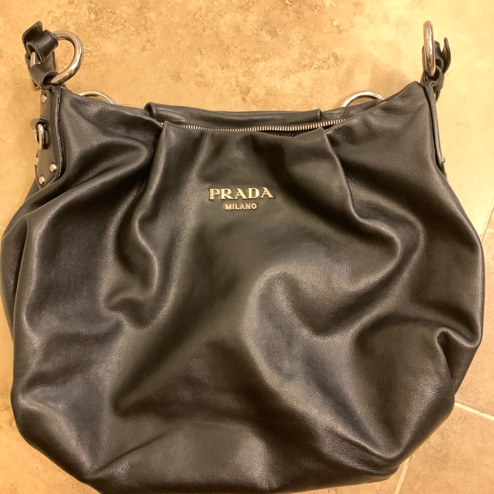 Prada black calf leather bag